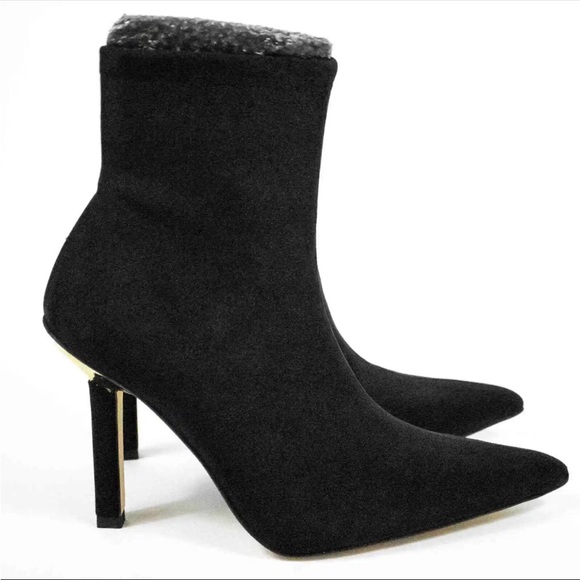 Good American Black Ankle Boots Pointed‎ Toe Stiletto Heeled Ankle Booties